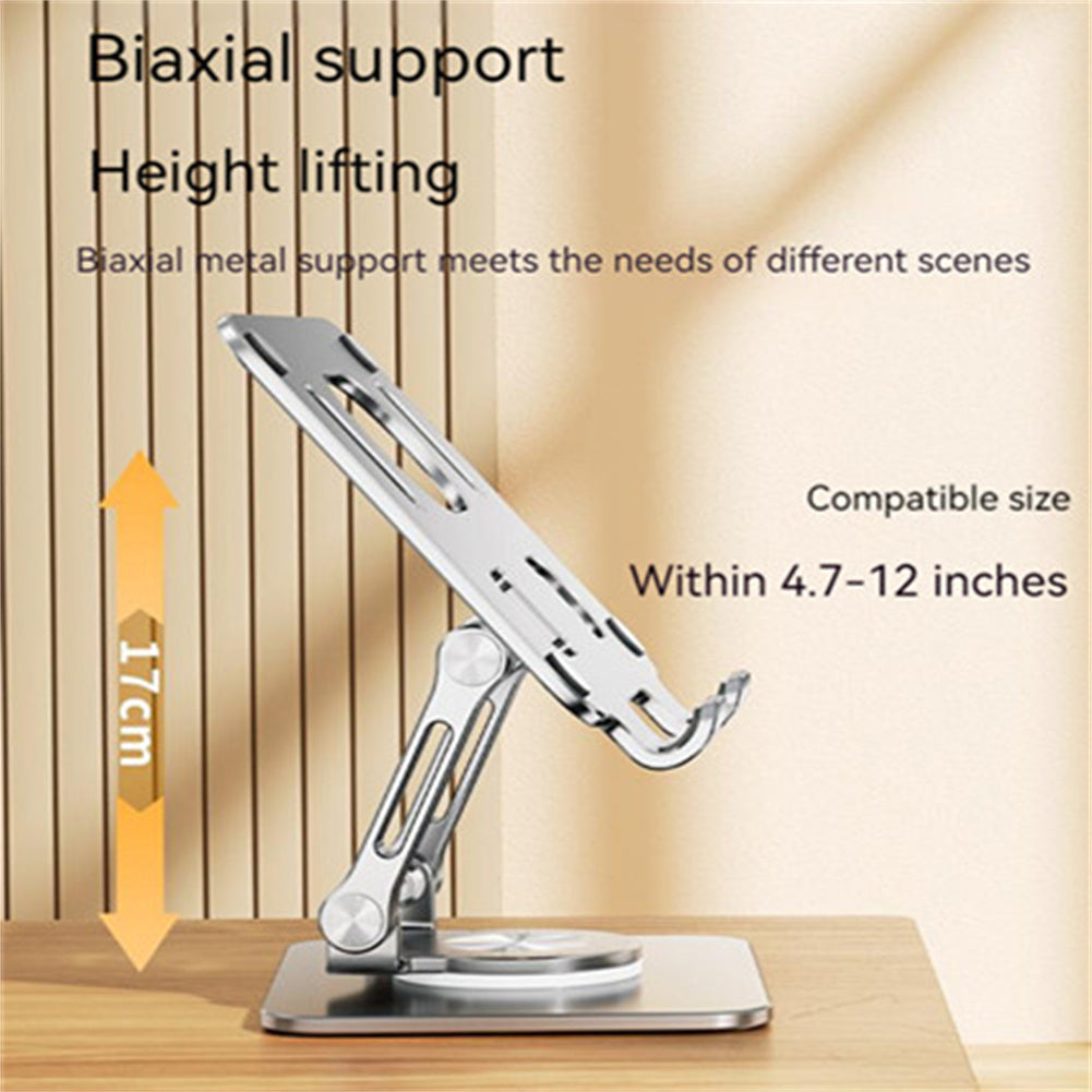 Foldable Mobile Phone Holder 360 Degree Rotating Non-slip Bracket Stand Riser Height Adjustable for iPad Silver
