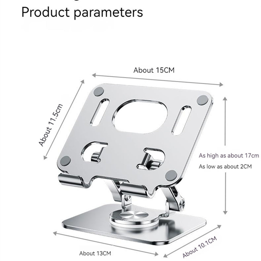 Foldable Mobile Phone Holder 360 Degree Rotating Non-slip Bracket Stand Riser Height Adjustable for iPad Silver