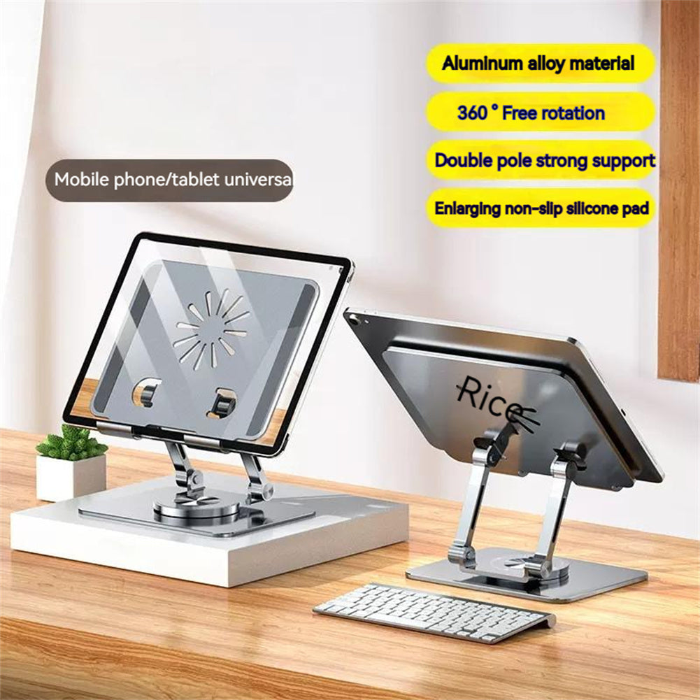 Desktop Tablet Mobile Phone Bracket 360-degree Rotating Multi-angle Height Adjustable Foldable Holder Gray