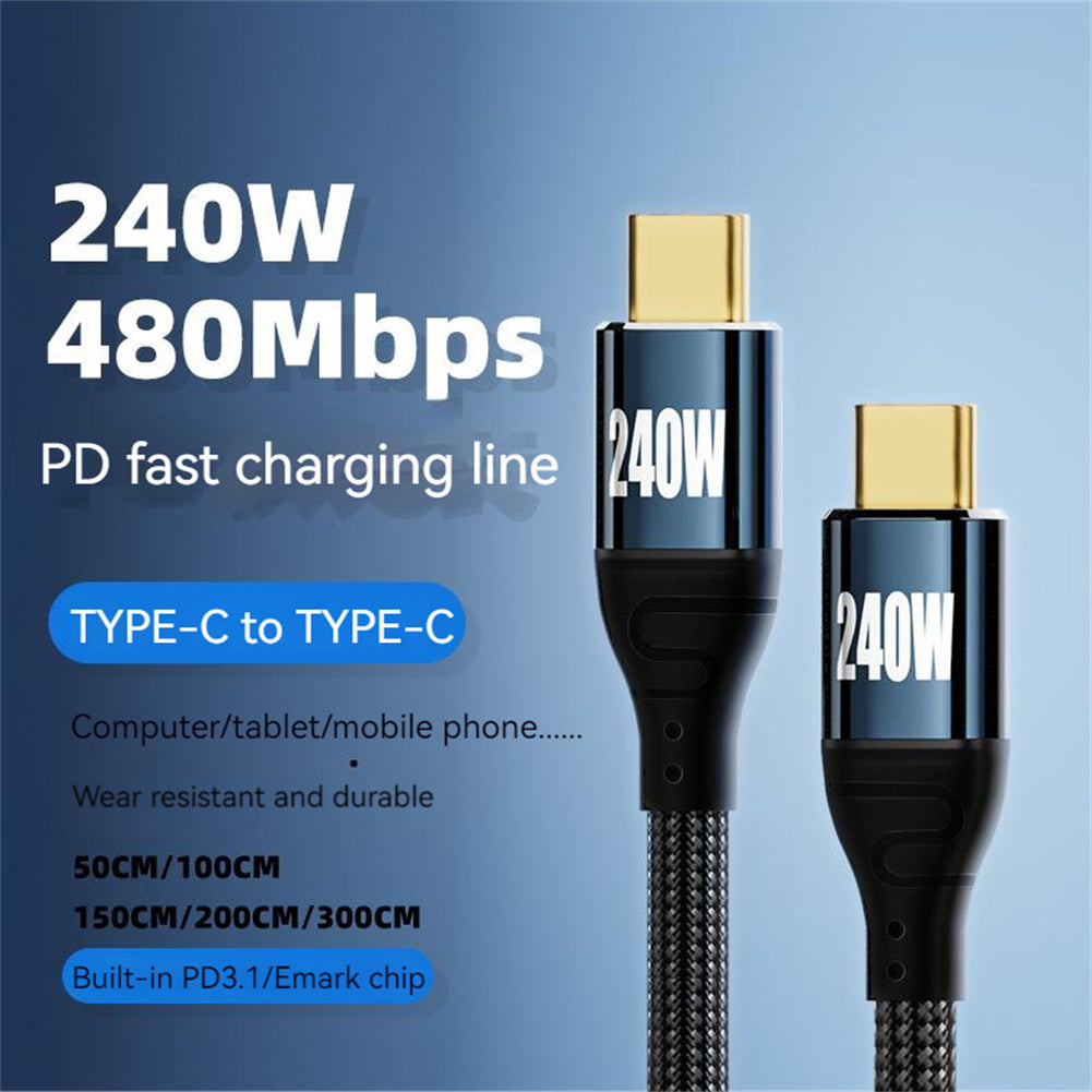 PD240W Fast Charging Cable Type-c with Chip C Male To C Male Data Cable for Charging Data Transmission 1.5m