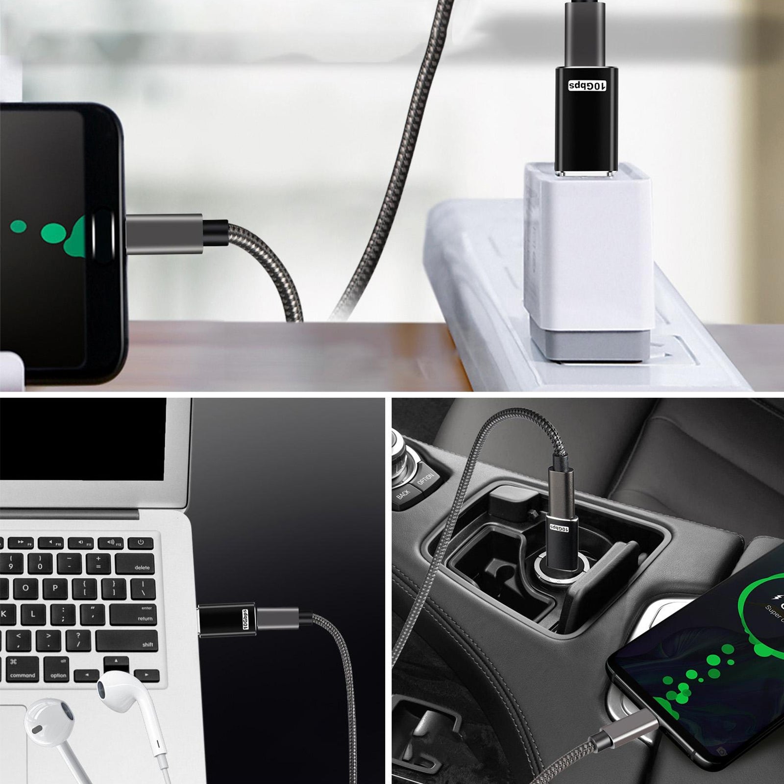 Usb3.1 Type C Adapter Aluminum Alloy Usb To Type-c Converter Fast Charging High-speed Transfer Otg Adapter black