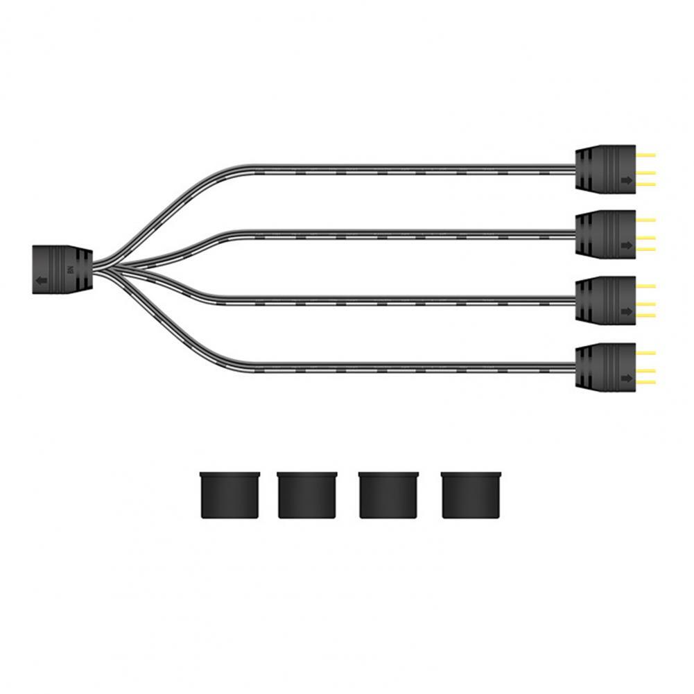 Coolmoon Argb Splitter 5v 3 Pins 1 To 4 Universal 33.5cm Motherboard Argb Extension Cable With Desktop Protective Cap 1 to 4 extension cord