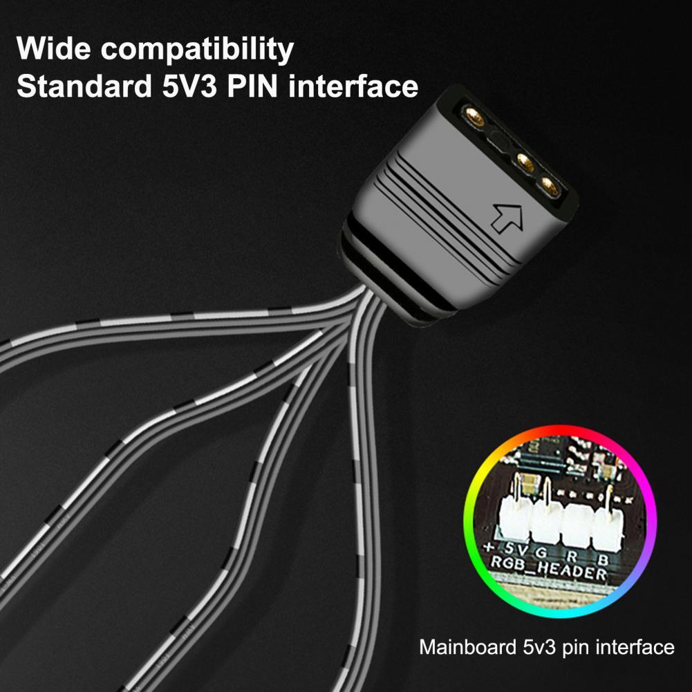 Coolmoon Argb Splitter 5v 3 Pins 1 To 4 Universal 33.5cm Motherboard Argb Extension Cable With Desktop Protective Cap 1 to 4 extension cord