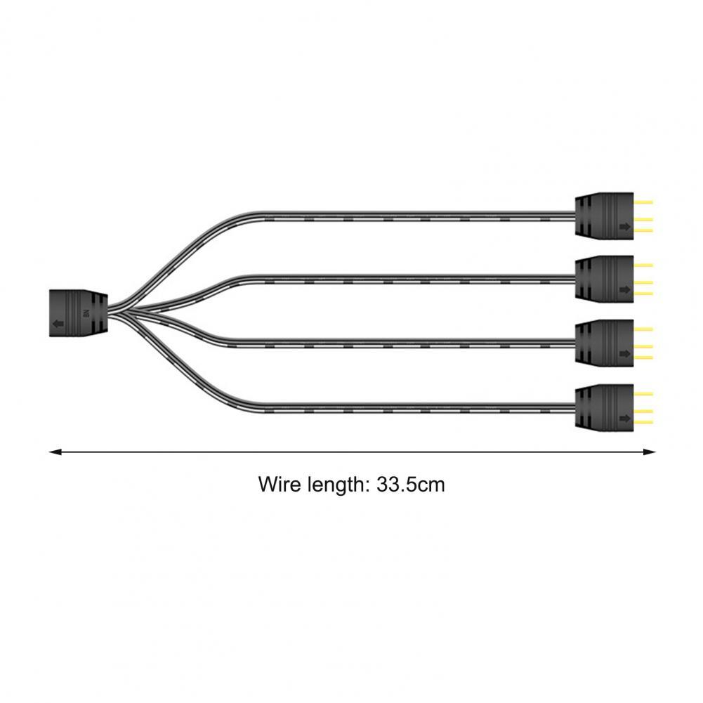 Coolmoon Argb Splitter 5v 3 Pins 1 To 4 Universal 33.5cm Motherboard Argb Extension Cable With Desktop Protective Cap 1 to 4 extension cord