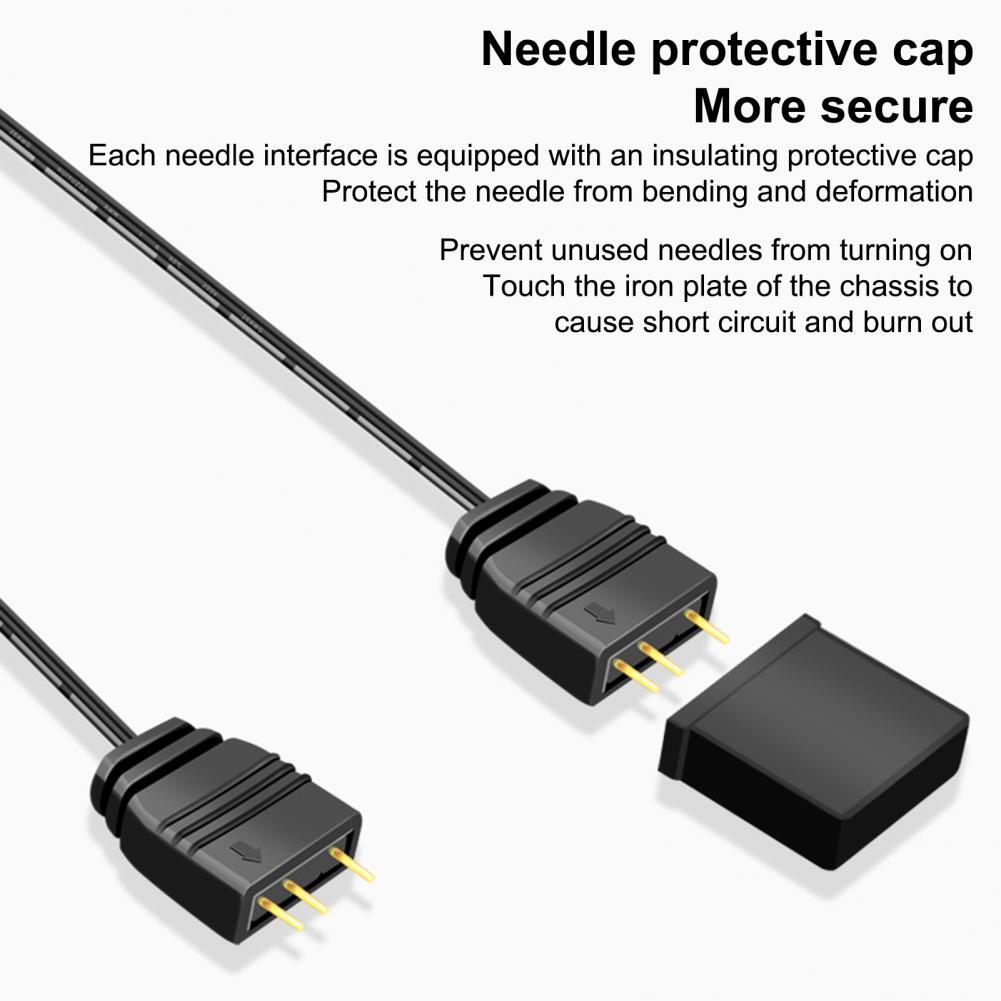 Coolmoon Argb Splitter 5v 3 Pins 1 To 4 Universal 33.5cm Motherboard Argb Extension Cable With Desktop Protective Cap 1 to 4 extension cord