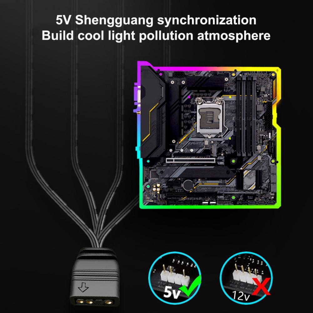 Coolmoon Argb Splitter 5v 3 Pins 1 To 4 Universal 33.5cm Motherboard Argb Extension Cable With Desktop Protective Cap 1 to 4 extension cord