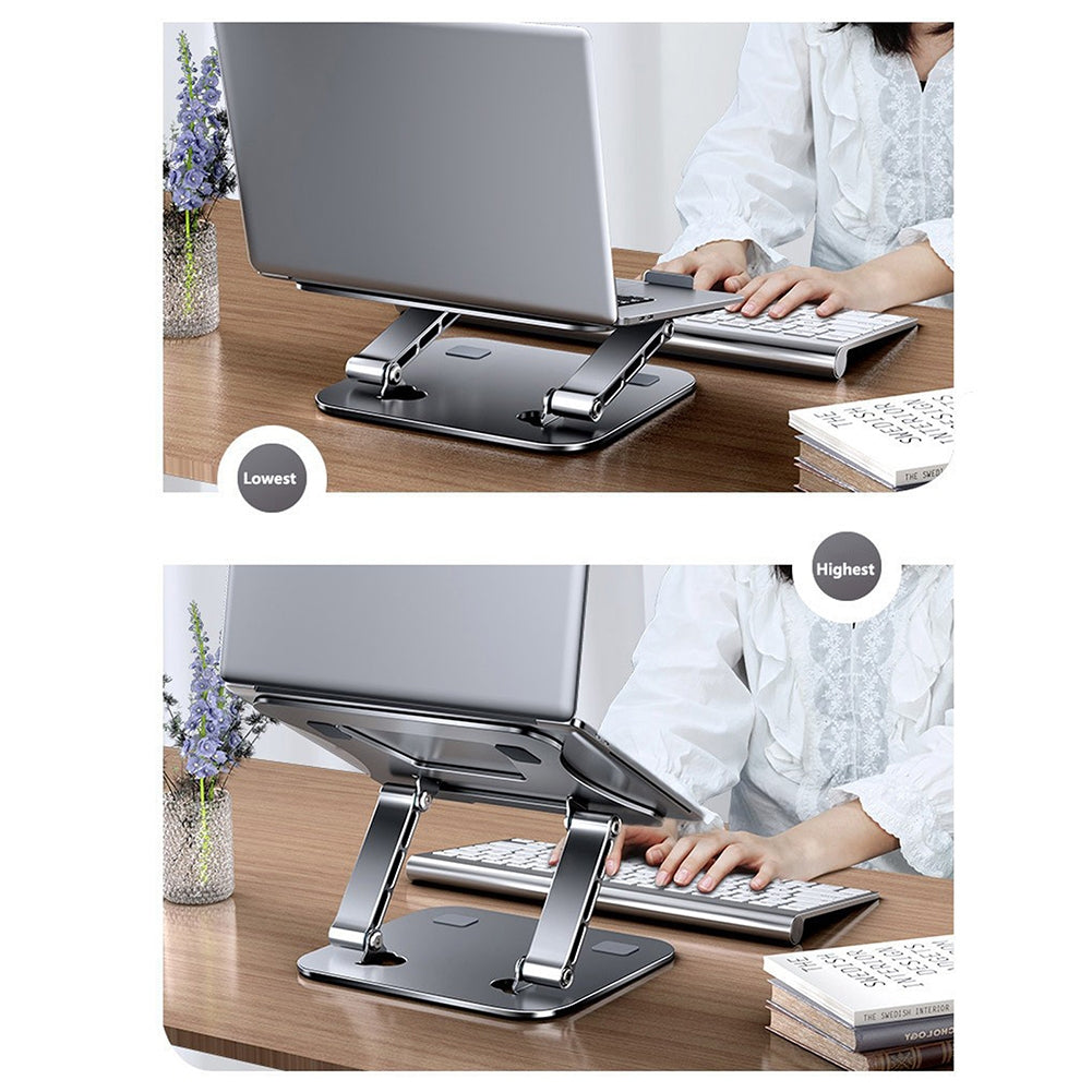 Laptop Stand Adjustable Computer Riser Portable Foldable Holder Cooling Bracket Support for 10-17 Inch Laptops Silver