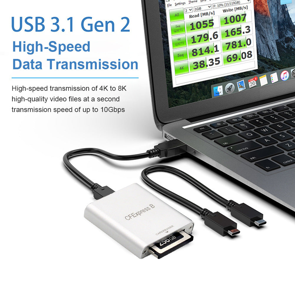 Cfexpress Type B Card Reader Usb3.1 Gen2 10gbps 1dx3 Card Reader Memory Card Adapter with Led Indication Lamp White