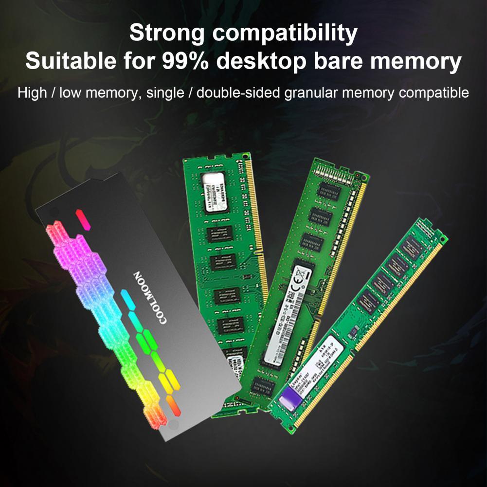Coolmoon Ra-2 Ram Cooler High Efficiency 5v Argb Memory Module Heat Sink Light Effect Desktop Computer Memory Cooler red