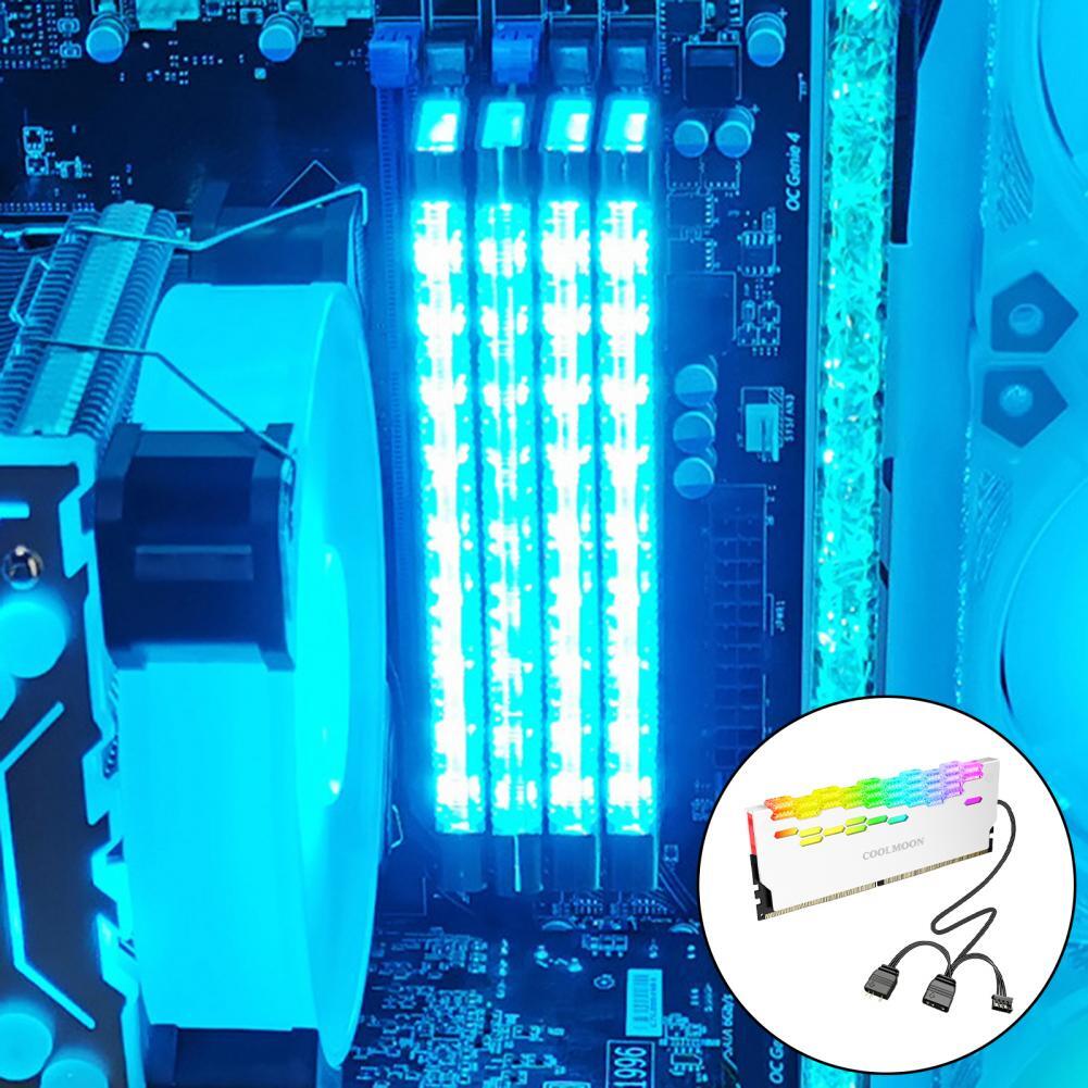 Coolmoon Ra-2 Ram Cooler High Efficiency 5v Argb Memory Module Heat Sink Light Effect Desktop Computer Memory Cooler red