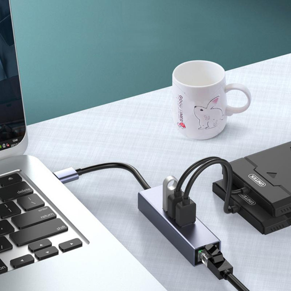 Usb3.0 to Ethernet Adapter Type-C to Rj45 Gigabit Ethernet Laptop Drive-Free Network Card 3 Port USB 3.0 Interface
