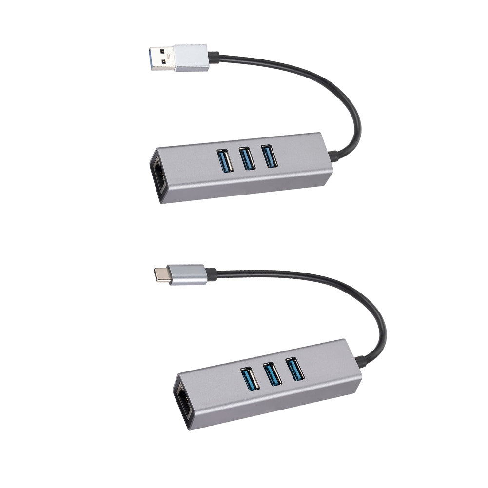Usb3.0 to Ethernet Adapter Type-C to Rj45 Gigabit Ethernet Laptop Drive-Free Network Card 3 Port USB 3.0 Interface