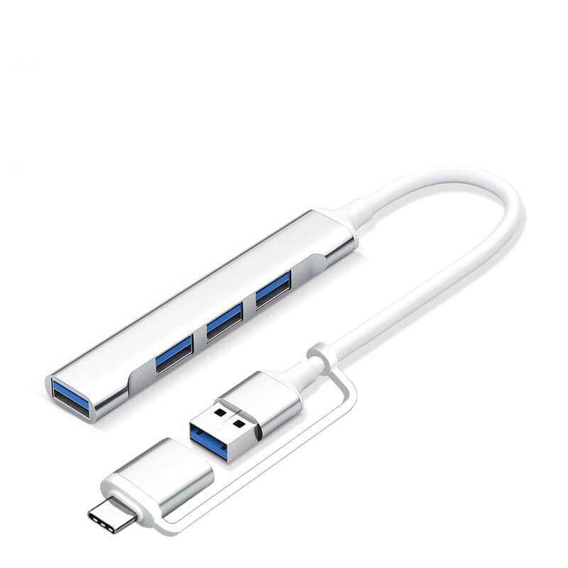 USB C Hub 4 Multi-Port USB Type-C Hub With USB2.0 USB3.0 OTG Function USB Splitter Adapter Compatible For Win7/8/10 type-C gray