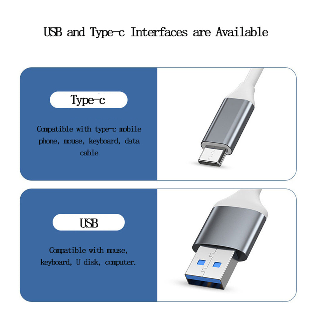 USB C Hub 4 Multi-Port USB Type-C Hub With USB2.0 USB3.0 OTG Function USB Splitter Adapter Compatible For Win7/8/10 2 in 1 Silver