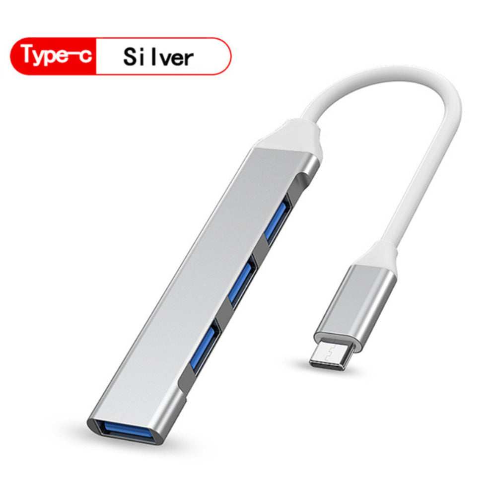USB C Hub 4 Multi-Port USB Type-C Hub With USB2.0 USB3.0 OTG Function USB Splitter Adapter Compatible For Win7/8/10 type-C silver