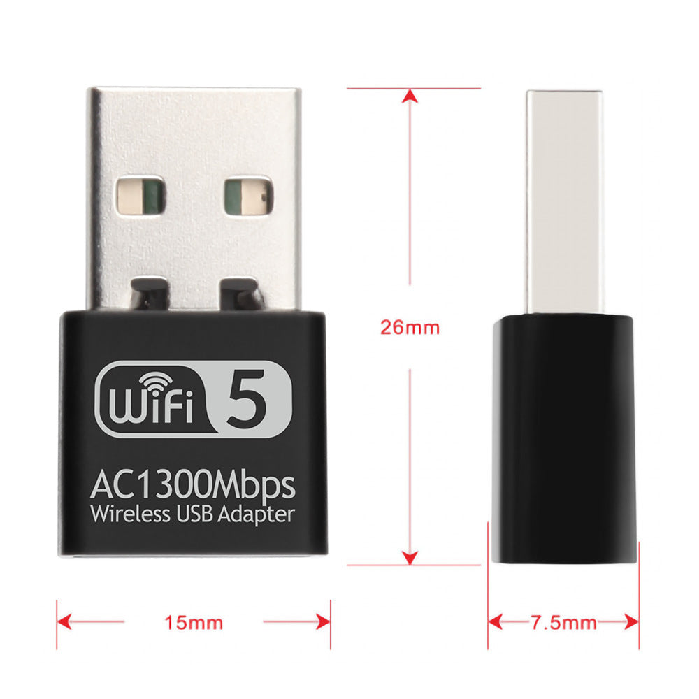 1300Mbps USB WiFi Adapter Wireless Network Adapter Dual Band 2.4GHz 5.8GHz For Windows Vista/XP/2000/7/8/10 Linux black