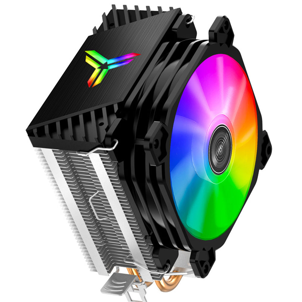 CR1200 CPU Air Cooler RGB 3Pin 2 Heat Pipe CPU Heatsink Automatic Lighting Cooling Fans For LGA 775/1150/AM4/AM3+/AM3 black