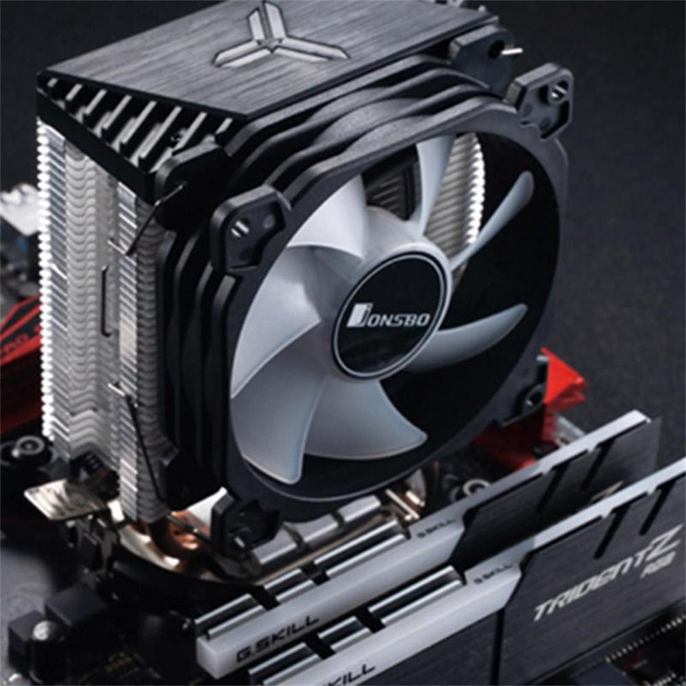 CR1200 CPU Air Cooler RGB 3Pin 2 Heat Pipe CPU Heatsink Automatic Lighting Cooling Fans For LGA 775/1150/AM4/AM3+/AM3 black