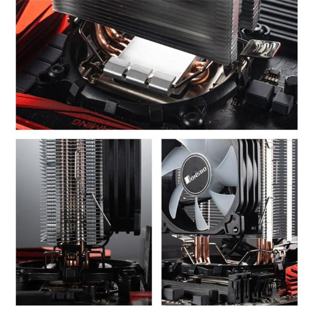 CR1200 CPU Air Cooler RGB 3Pin 2 Heat Pipe CPU Heatsink Automatic Lighting Cooling Fans For LGA 775/1150/AM4/AM3+/AM3 black