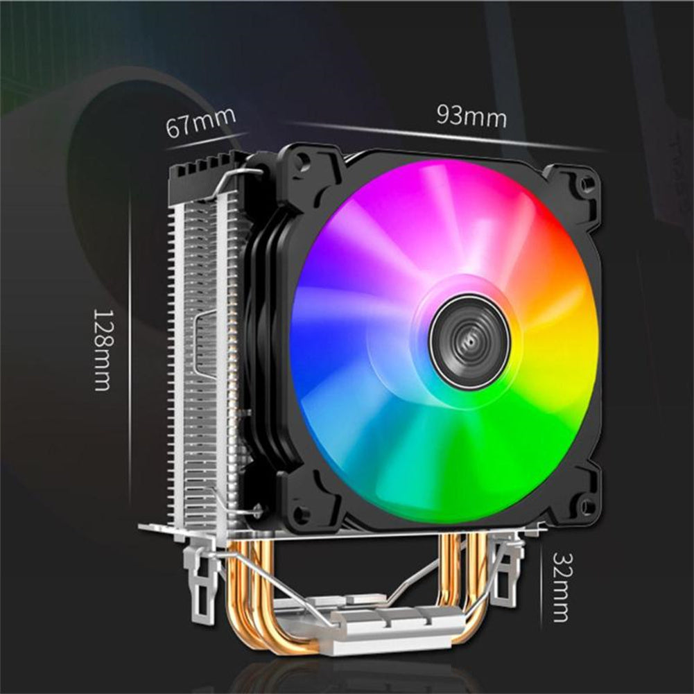 CR1200 CPU Air Cooler RGB 3Pin 2 Heat Pipe CPU Heatsink Automatic Lighting Cooling Fans For LGA 775/1150/AM4/AM3+/AM3 black