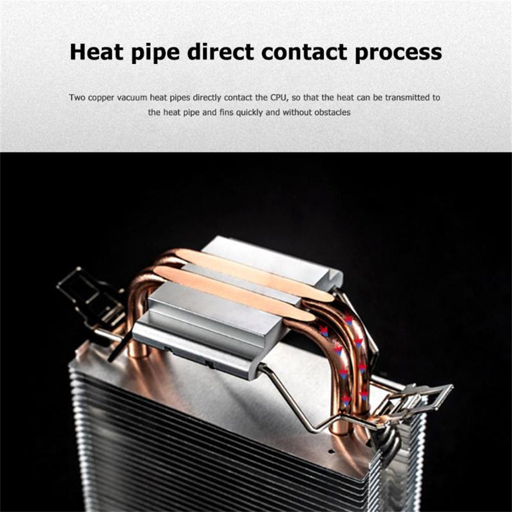 CR1200 CPU Air Cooler RGB 3Pin 2 Heat Pipe CPU Heatsink Automatic Lighting Cooling Fans For LGA 775/1150/AM4/AM3+/AM3 black