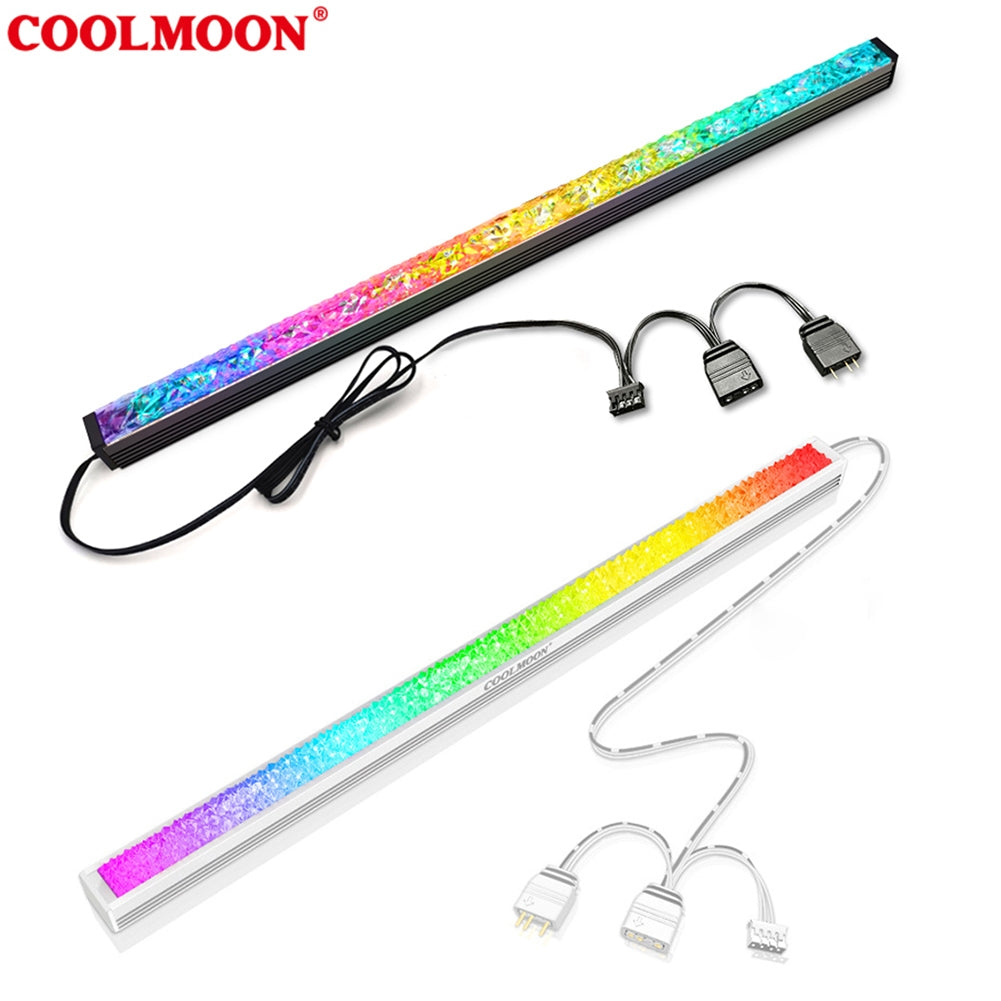 COOLMOON ARGB LED Strip Light With 5V 3Pin Small 4Pin Header Changing Light Speed DIY Lamp Bar Light Strip For PC Computer Case Chassis black