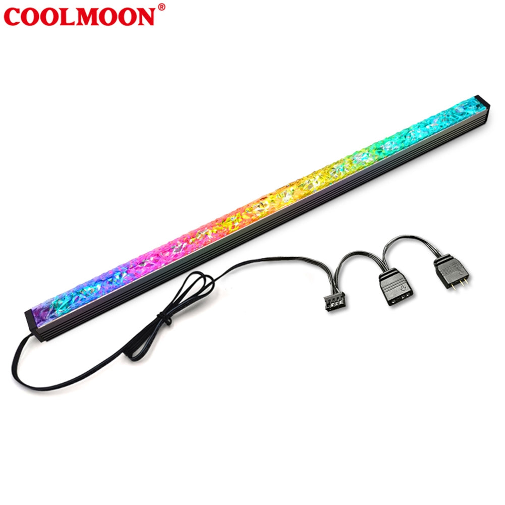 COOLMOON ARGB LED Strip Light With 5V 3Pin Small 4Pin Header Changing Light Speed DIY Lamp Bar Light Strip For PC Computer Case Chassis black