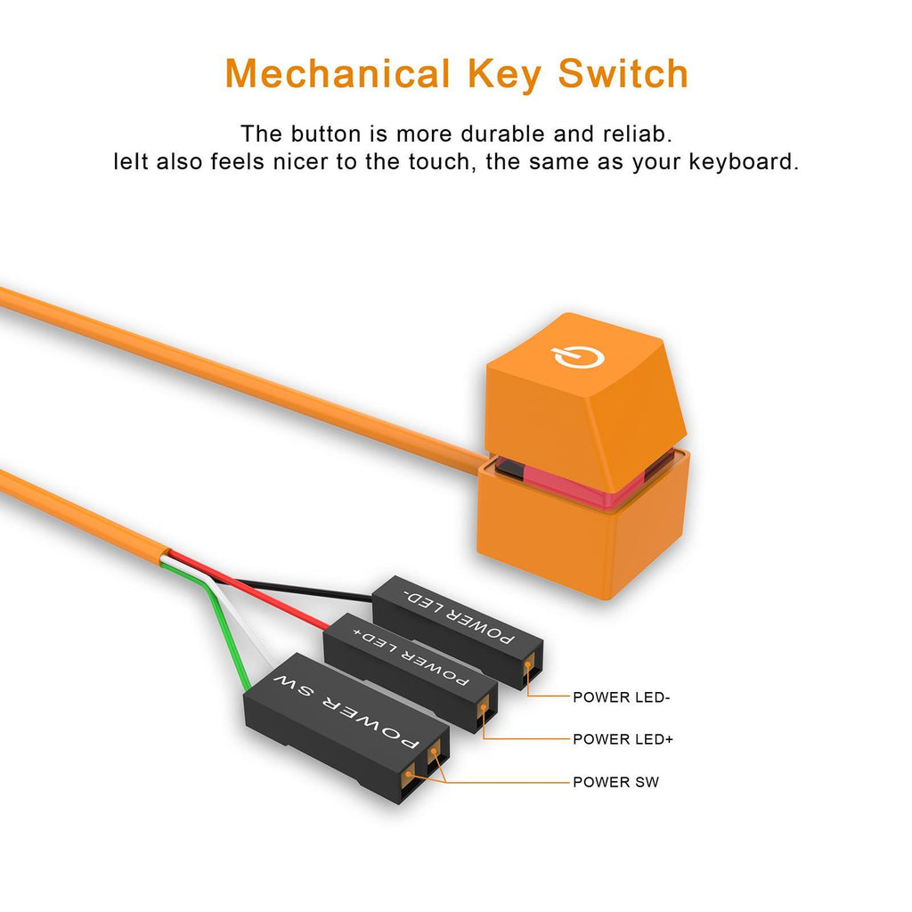 Power Switch PC Power Supply Control Adapter With 2M/4M Extended Cable On Off Power Desktop Computer Case Switch Orange + lanterns