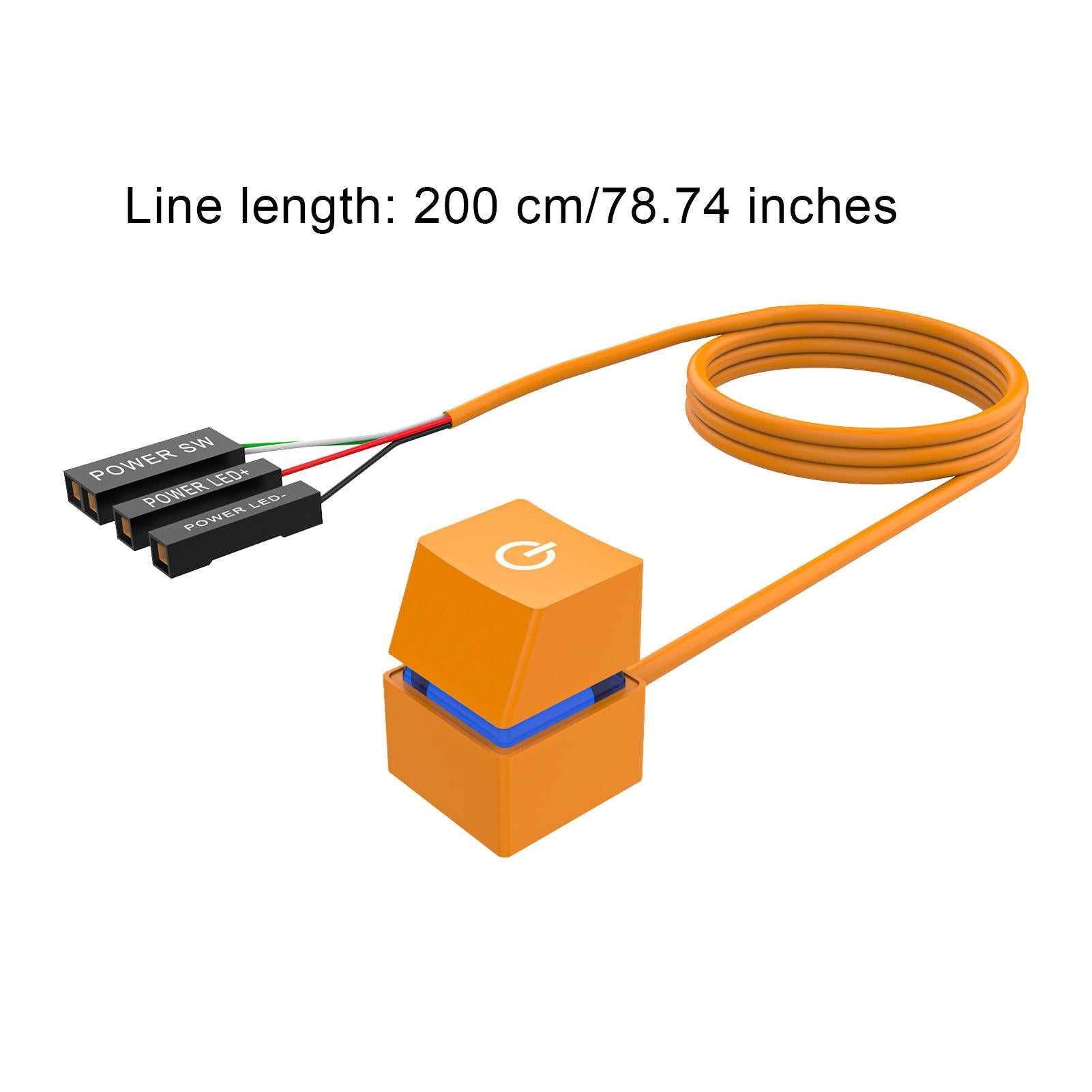 Power Switch PC Power Supply Control Adapter With 2M/4M Extended Cable On Off Power Desktop Computer Case Switch Orange + lanterns