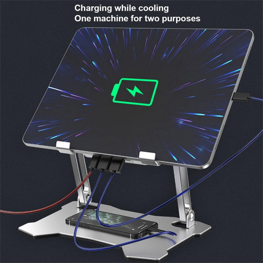 Sturdy Aluminum Alloy Writing Drawing Stand Stable Stand with Cooling Fan Foldable Portable Holder Silver White