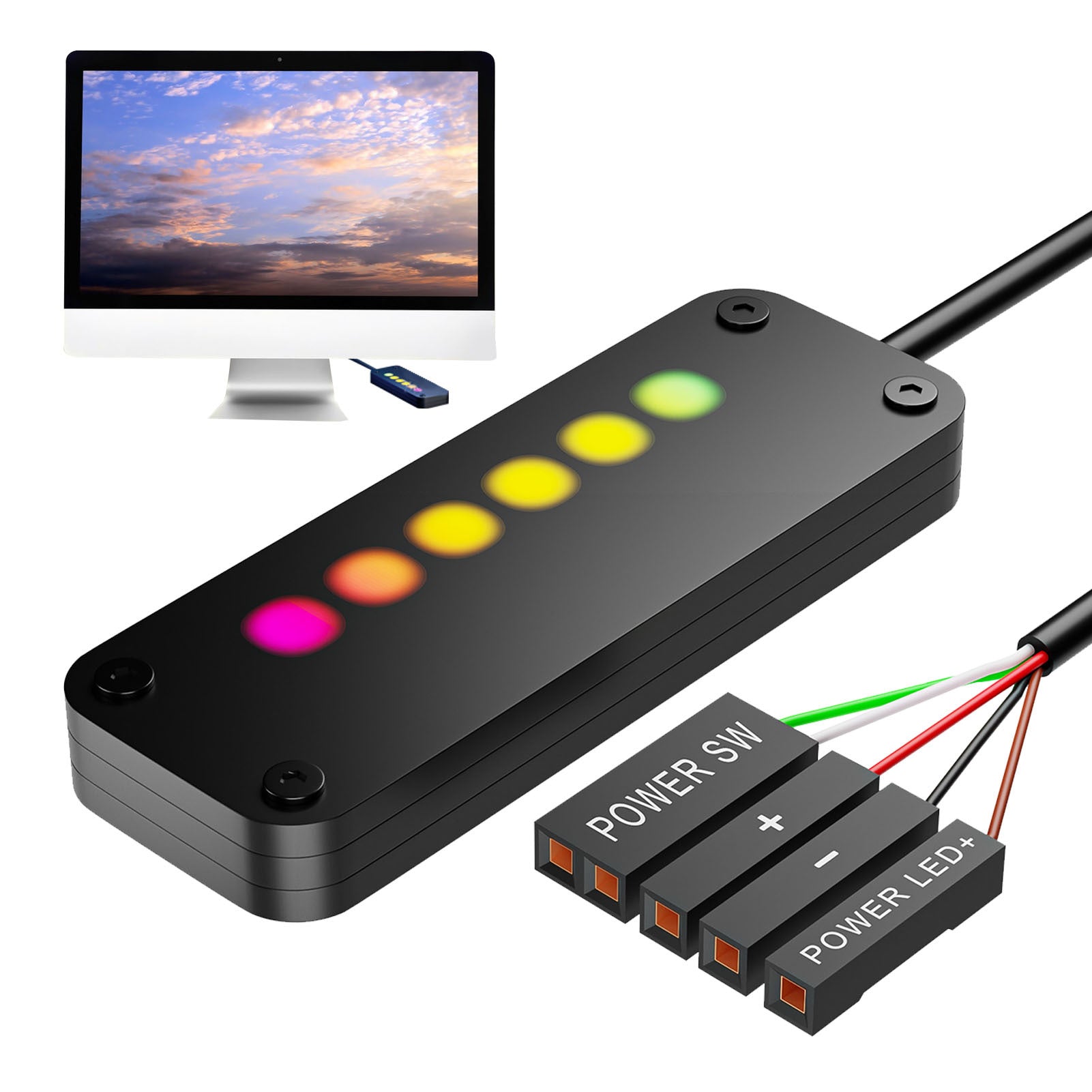 Desktop Computer Power Button Touch Sliding Switch Power LED Control Switches External PC On Off Power Button Black 2 meters