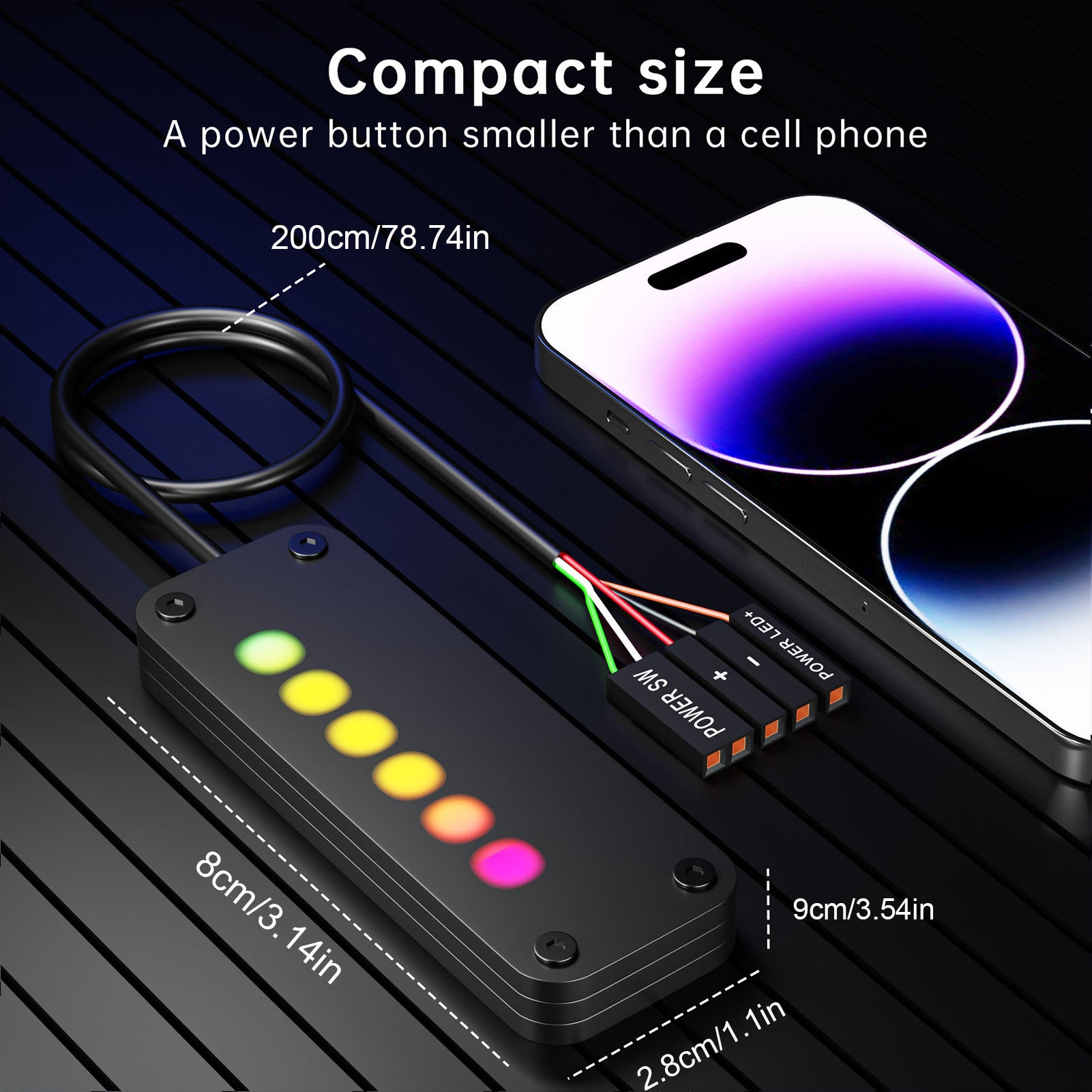 Desktop Computer Power Button Touch Sliding Switch Power LED Control Switches External PC on off Power Button Black