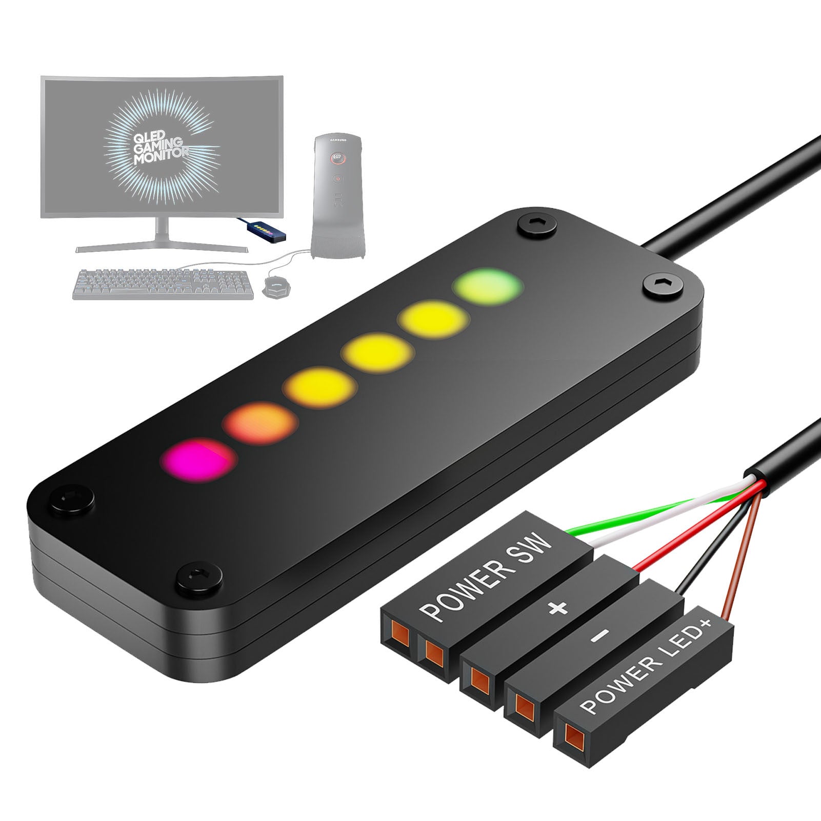 Desktop Computer Power Button Touch Sliding Switch Power LED Control Switches External PC on off Power Button Black