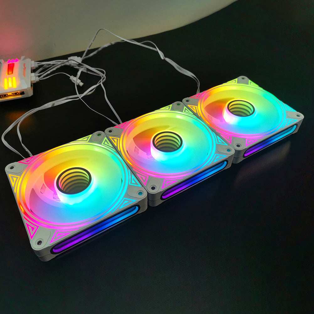 DM1 Cooler Fan ARGB PC CPU Silent Case Luminous Fan 4.72 Inch Cooling PC Fans With Hydraulic Bearing Low Noise Computer RGB Case Fans Optional Wind Direction RGB Silent Cooler Black reverse blade