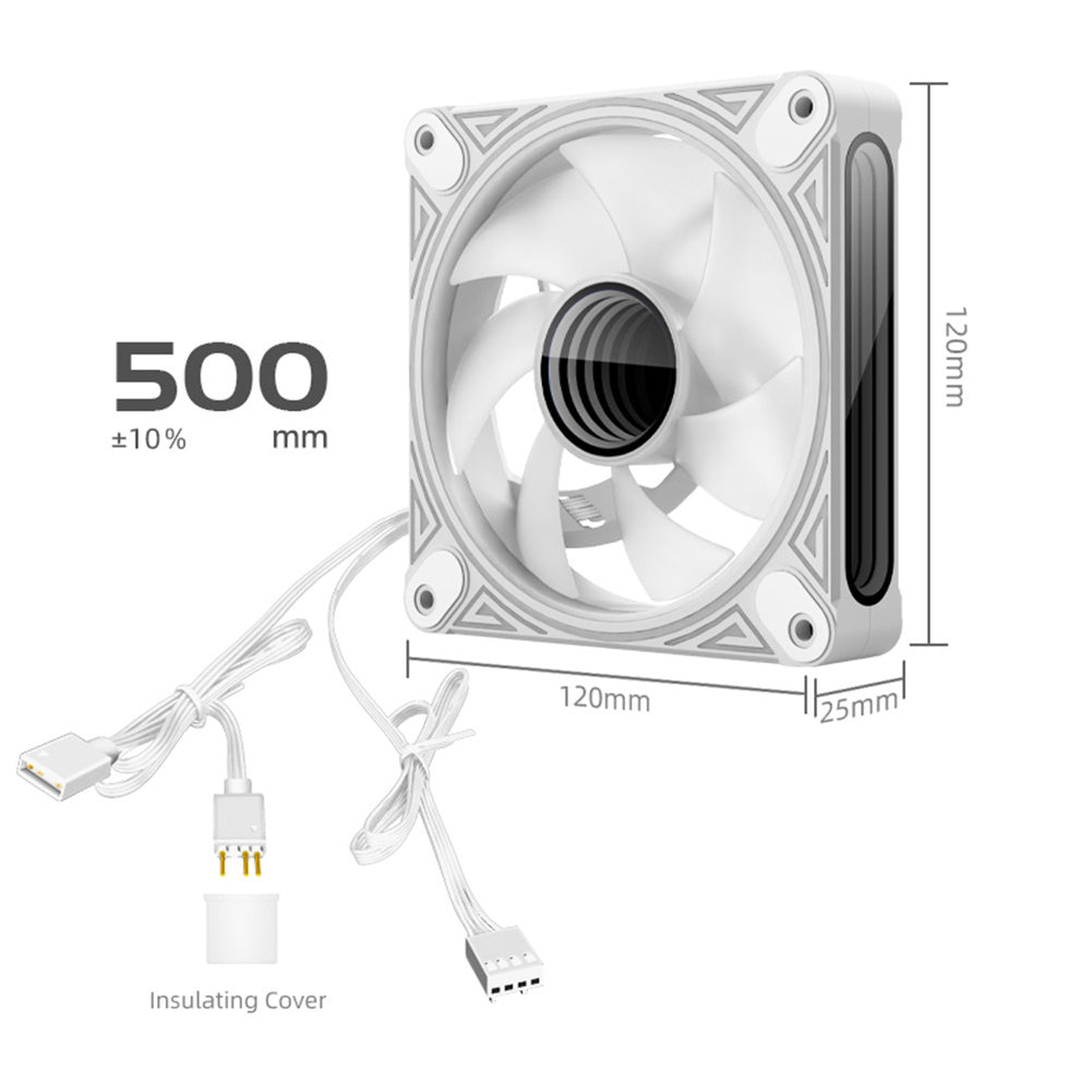 DM1 Cooler Fan ARGB PC CPU Silent Case Luminous Fan 4.72 Inch Cooling PC Fans With Hydraulic Bearing Low Noise Computer RGB Case Fans Optional Wind Direction RGB Silent Cooler Black reverse blade