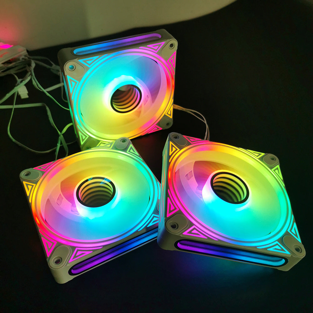 DM1 Cooler Fan ARGB PC CPU Silent Case Luminous Fan 4.72 Inch Cooling PC Fans With Hydraulic Bearing Low Noise Computer RGB Case Fans Optional Wind Direction RGB Silent Cooler Black reverse blade
