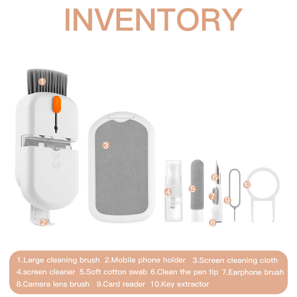 Earbuds Cleaning Kit, Multifunctional Cleaning Pen Kit, With Soft Brush Lens Clean Pen Dust Dryer Computer Cleaning Kit, For Earphones Case Mobile Phones Camera Lens White