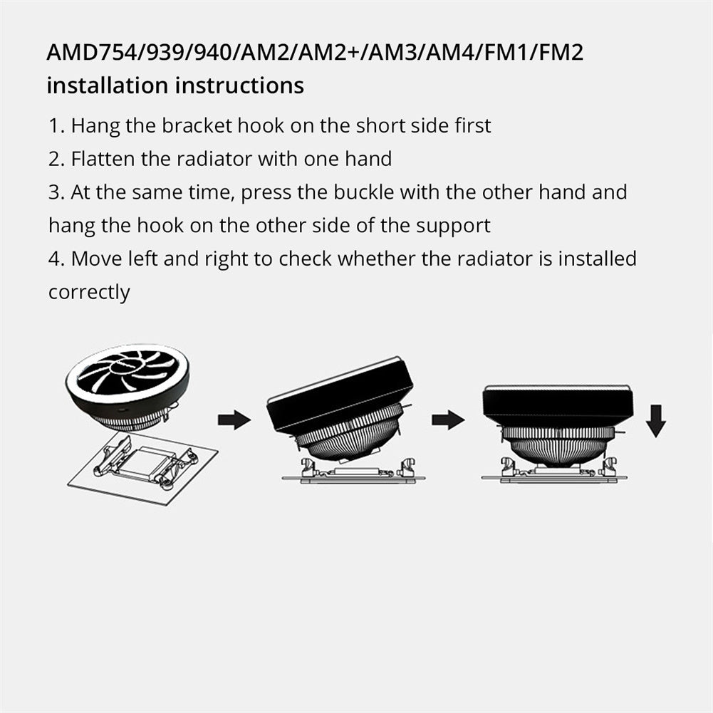 Computer CPU Heatsink Cooling Fan RGB Colorful Lighting Cooler Computer Radiator Aluminum Heat Sink With 17 Lighting Modes Simple Installation CPU System Cooling Fan black
