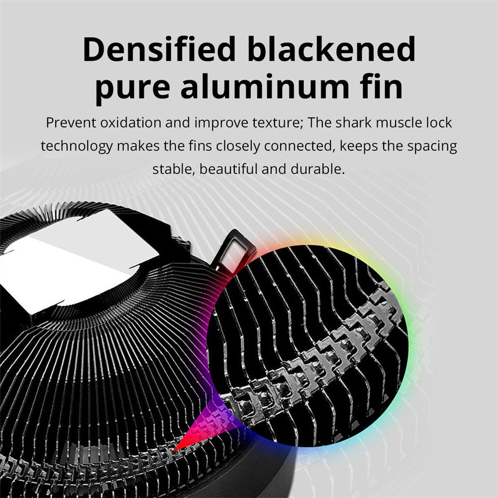 Computer CPU Heatsink Cooling Fan RGB Colorful Lighting Cooler Computer Radiator Aluminum Heat Sink With 17 Lighting Modes Simple Installation CPU System Cooling Fan black