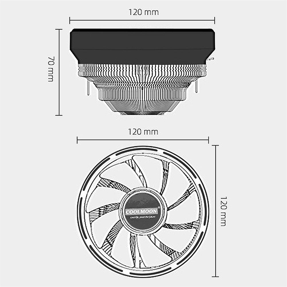 Computer CPU Heatsink Cooling Fan RGB Colorful Lighting Cooler Computer Radiator Aluminum Heat Sink With 17 Lighting Modes Simple Installation CPU System Cooling Fan black