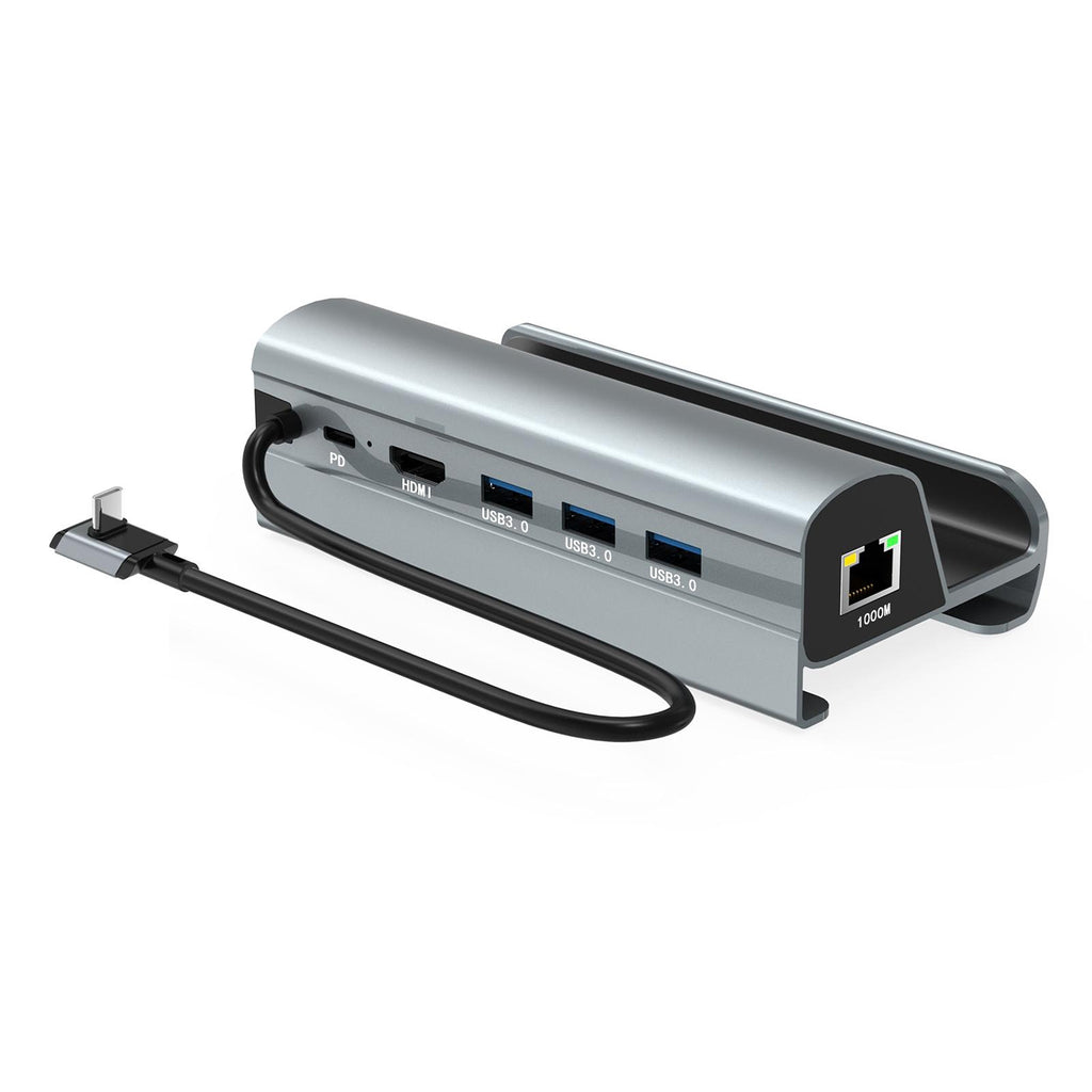 Multiport USB 3.0 Hub Adapter 60W Charging Block Desktop Charging Hub 6 In 1 Charger Adapter Grey