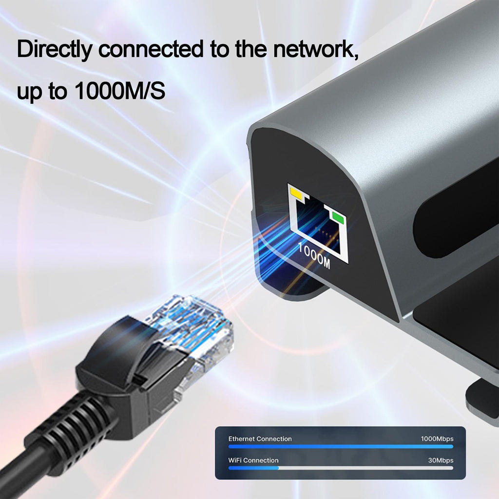 Multiport USB 3.0 Hub Adapter 60W Charging Block Desktop Charging Hub 6 In 1 Charger Adapter Grey