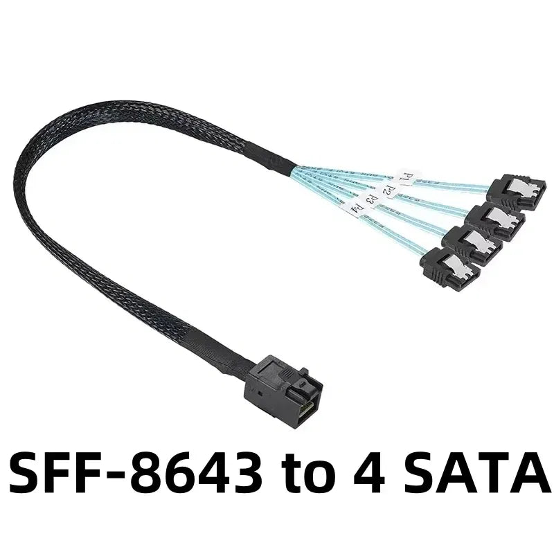 Color: black, Cable length: 1m - 0.5M 1M Mini SAS HD SFF-8643 SFF-8087 to SFF-8482 29Pin with 15Pin Power Connector 4xSATA Cable for Hard Drive Controller Server