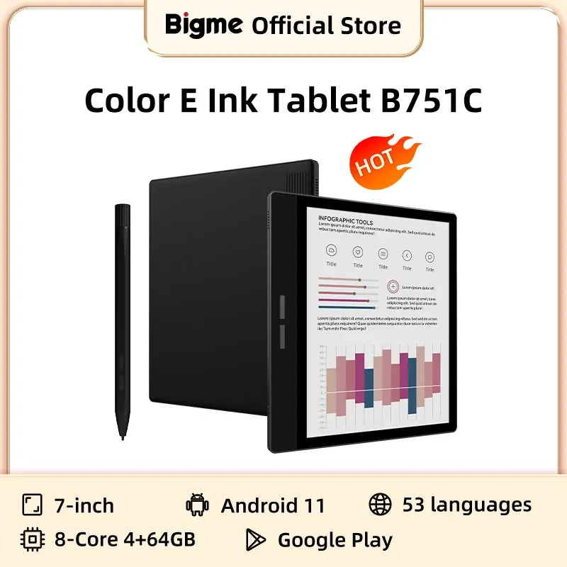 Color: black, Ships From: CHINA - New! Bigme B751C 7-inch color eink screen e-book reader electronic paper book reading e Ink ebook ereader tablet