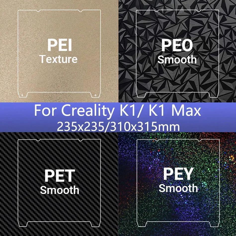 Color: Blue, Size: 2.25mm - K1C 235x235 Bed 310x315 Build Plate For Creality K1 Max K1 Pei Plate Ender 3 S1 Spring Steel Magnetic Pei Sheet Pey Build Plate