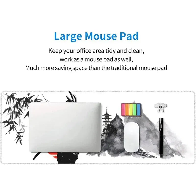 Size: XXL - Japanese Samurai Tree Sun Mouse Pad Gaming XL New Computer Home Mousepad XXL Desk Mats Natural Rubber Office Anti Slip