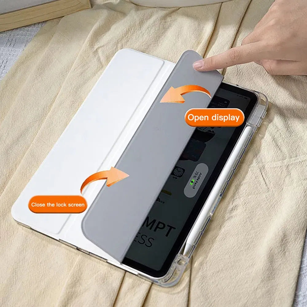Color: GRAY, Size: TEN - For 2025 iPad Air 11 Case iPad 10th Generation  11th A16  9th  Cover Gen  iPad Pro11 4 5 10.9in 12.9 M2 M3 M4 Pencil Holder Case