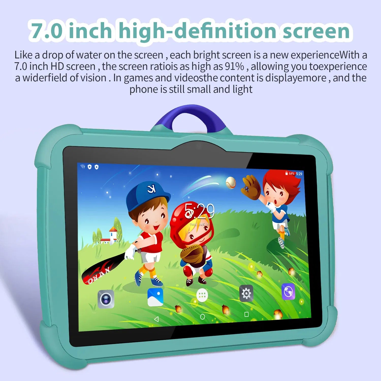 Color: Pink, Bundle: Bundle 2 - New 7 Inch Google Learning Education Games Kids' tablet Quad Core 4GB RAM 64GB ROM 5G WiFi Tablets Cheap Simple Children's Gifts