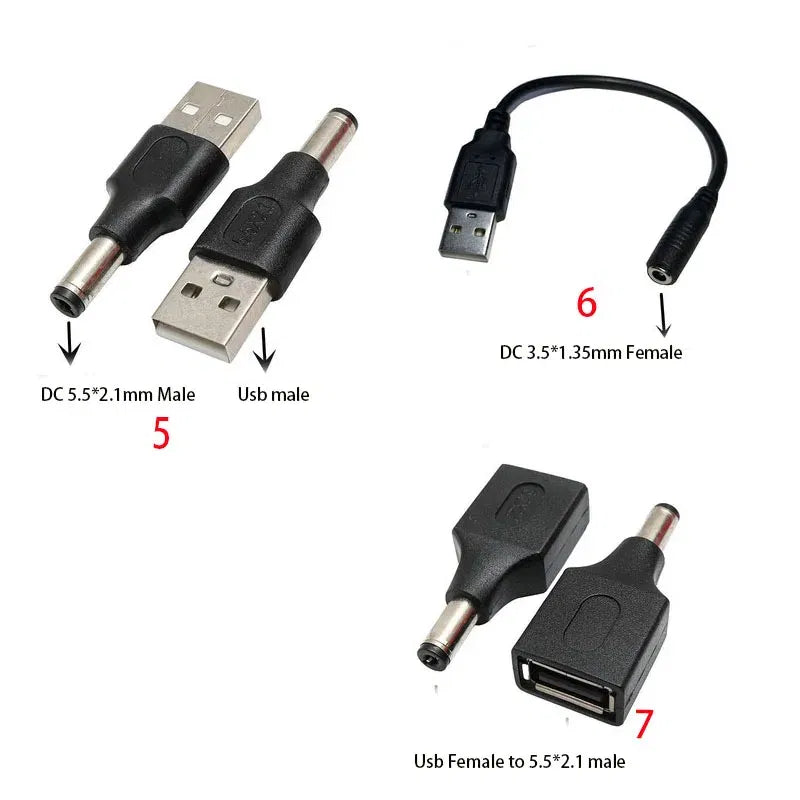 Color: Blue - Usb Male to Female 5.5*2.1mm DC Power Adapter 12v DC Plug 3.5*1.35mm Female Converter For Charger Extension