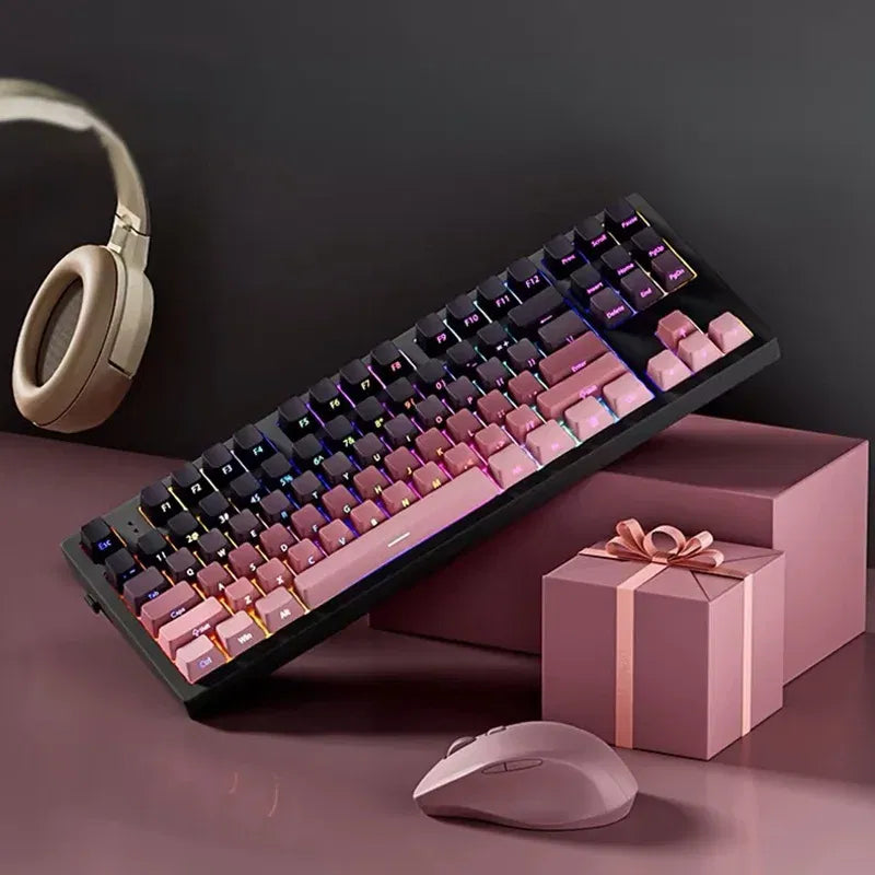Color: Rust Red - Gradient Keycaps Side Printed Shine Through PBT Double Shot OEM Profile for MX Switches Gaming Keyboard 130+key caps